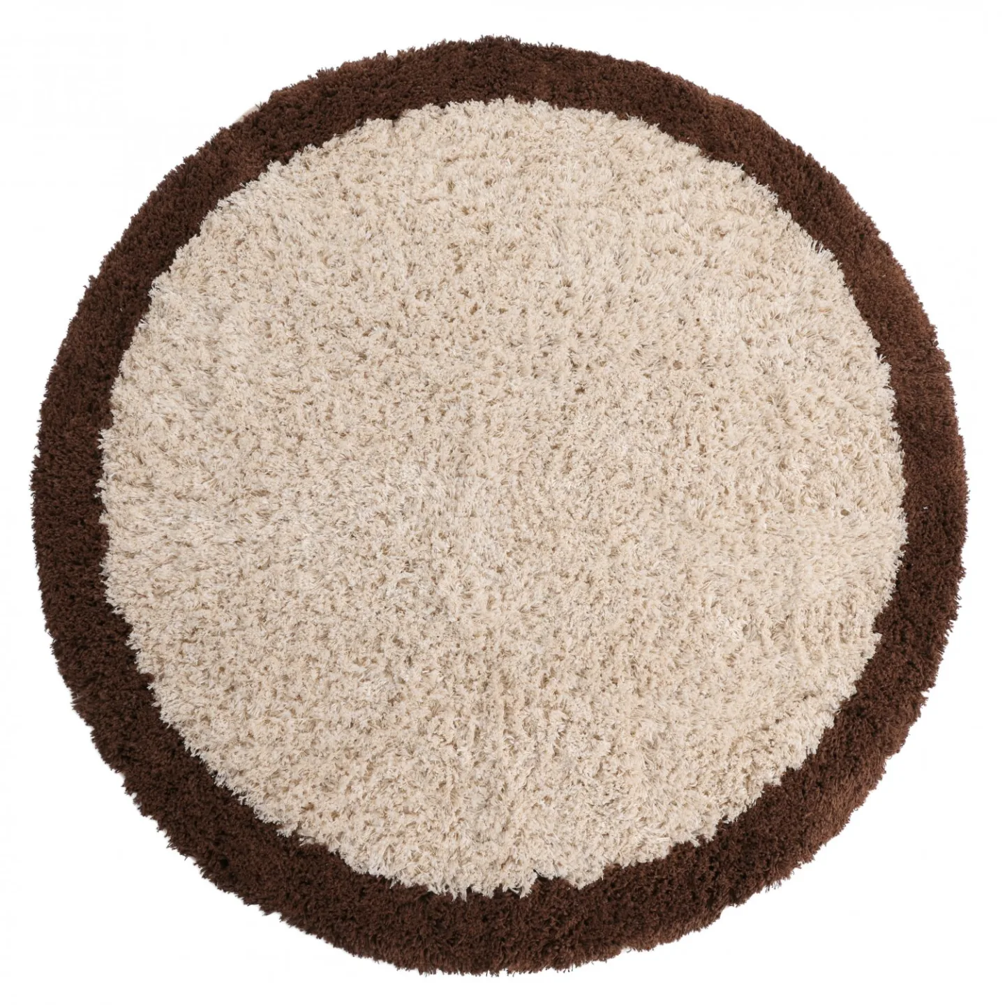 Rundt teppe - Sagres Natural Cotton Shaggy (off-white/brun) (Størrelse: Ø 160 cm)