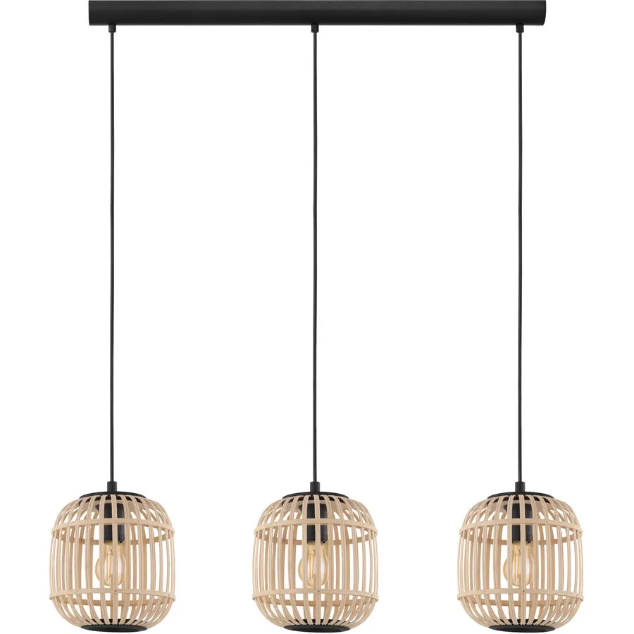 Eglo Pendellampe Bordesley Schwarz Holz 21 cm 110 cm - Material: Holz/Stahl