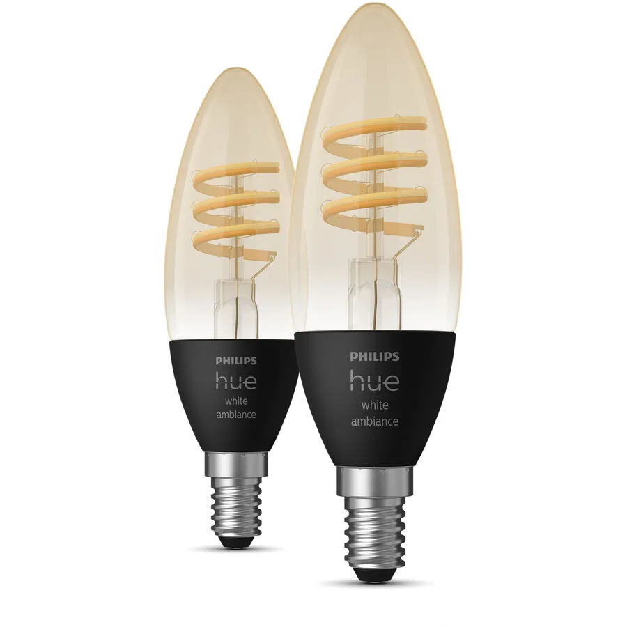 Leuchtmittel Philips Hue Glas 2xE14 - Farbe: Transparent - LED - Lichtfarbe: Extra warmweiss - Helles Neutralweiss - LED Leuchtmittel