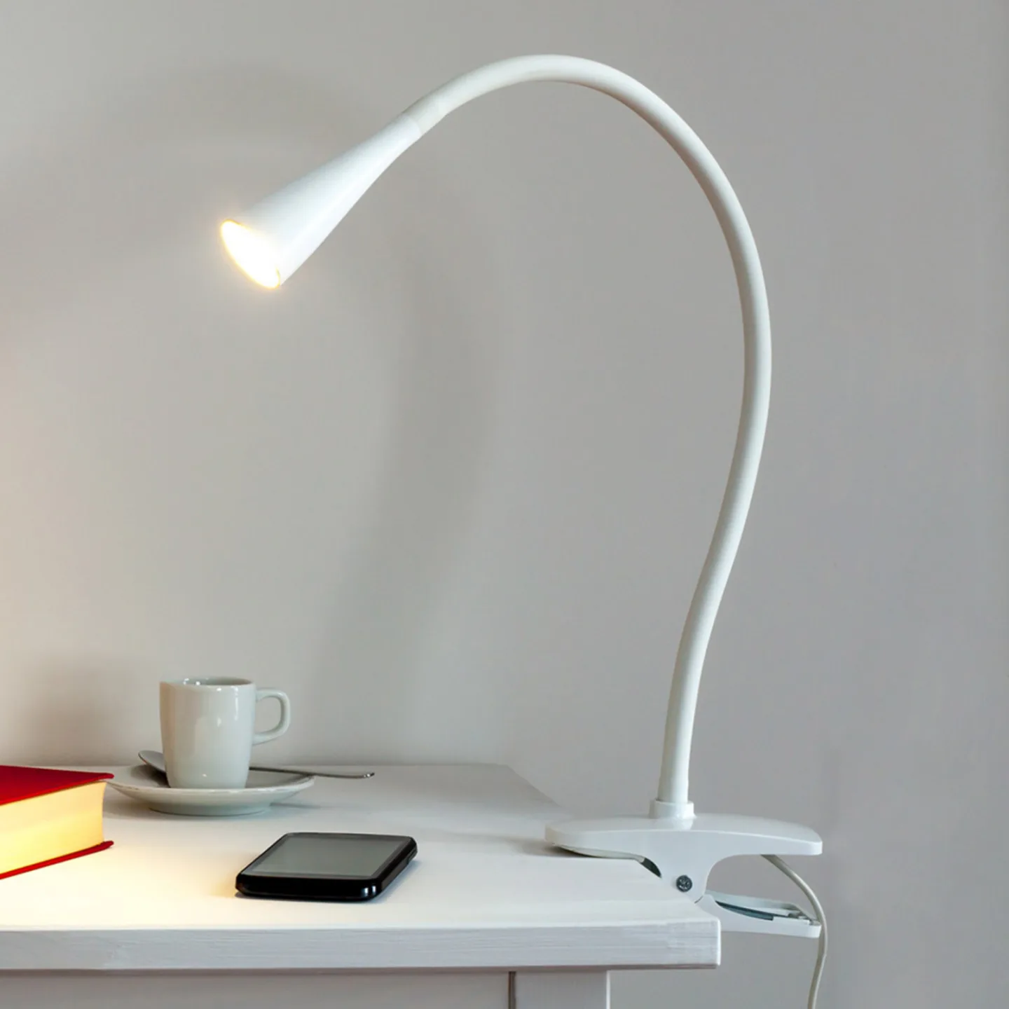 Baris LED Klemmleuchte White - Lindby - Arbeitszimmer / Büro - Modern - Metall - Einflammig