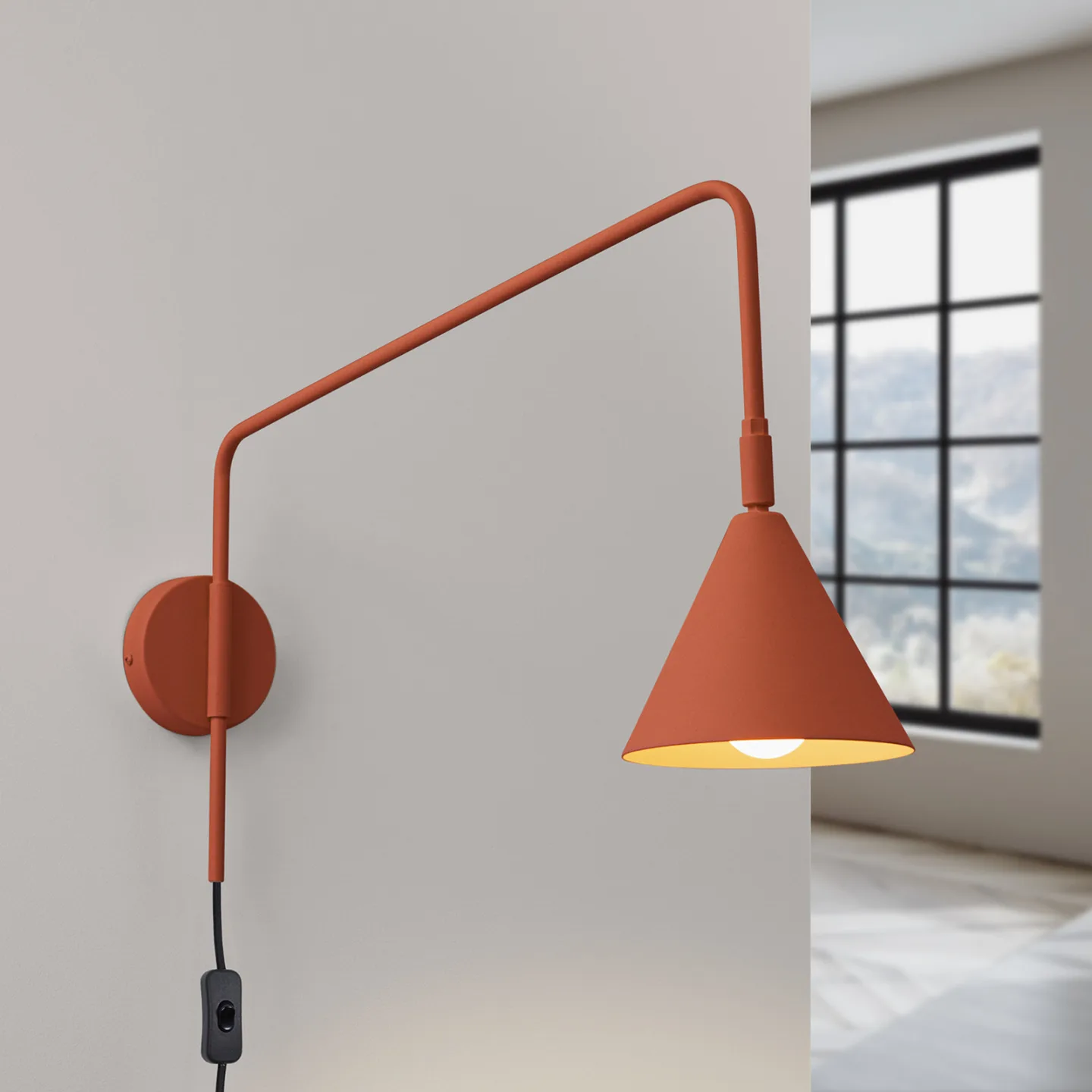 LYS vegglampe, oker, Ø 14 cm, metall, stikkontakt, E14 - SOLLUX SOLLUX LIGHTING - Stue - Skandinavisk - Med en lyskilde