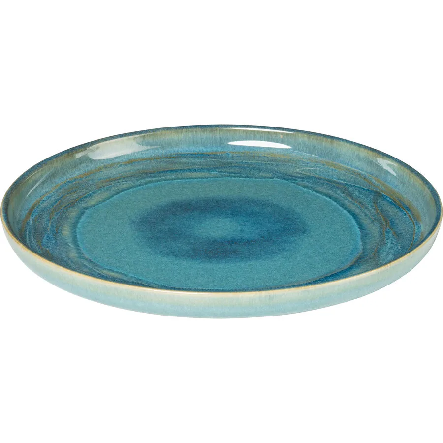 Gipfelstück Teller flach Tiefer See Grün Steinzeug 28 cm
