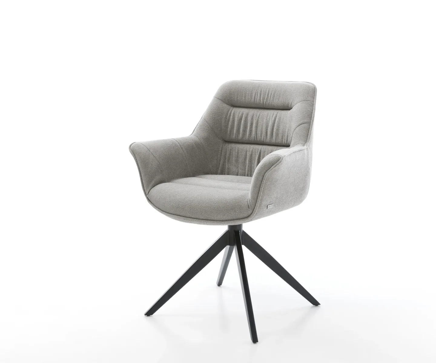 Drehstuhl Kaira-Flex Strukturstoff Soft Grau Kreuzgestell breit Schwarz 360° drehbar Wippfunktion