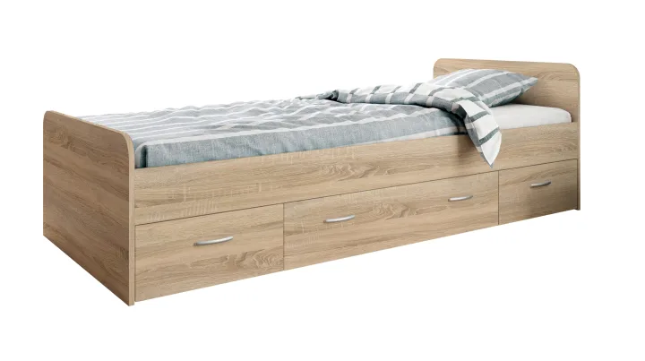 Jugendbett mit 2 Schubladen 90 x 200 cm Sonoma Eiche - BORO