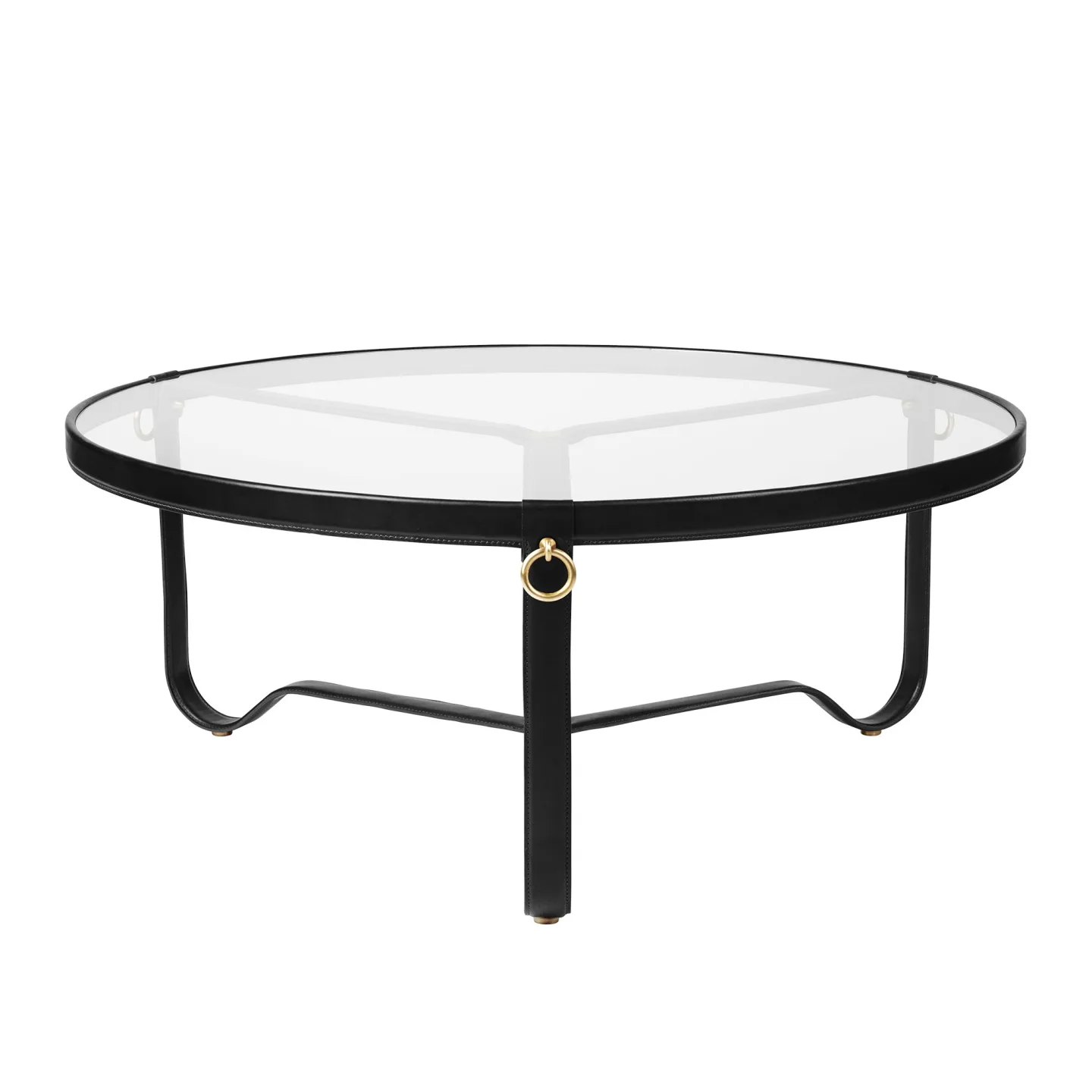 Gubi - Adnet Coffee Table Ø 100 cm Black Leather - Sidobord - Jacques Adnet