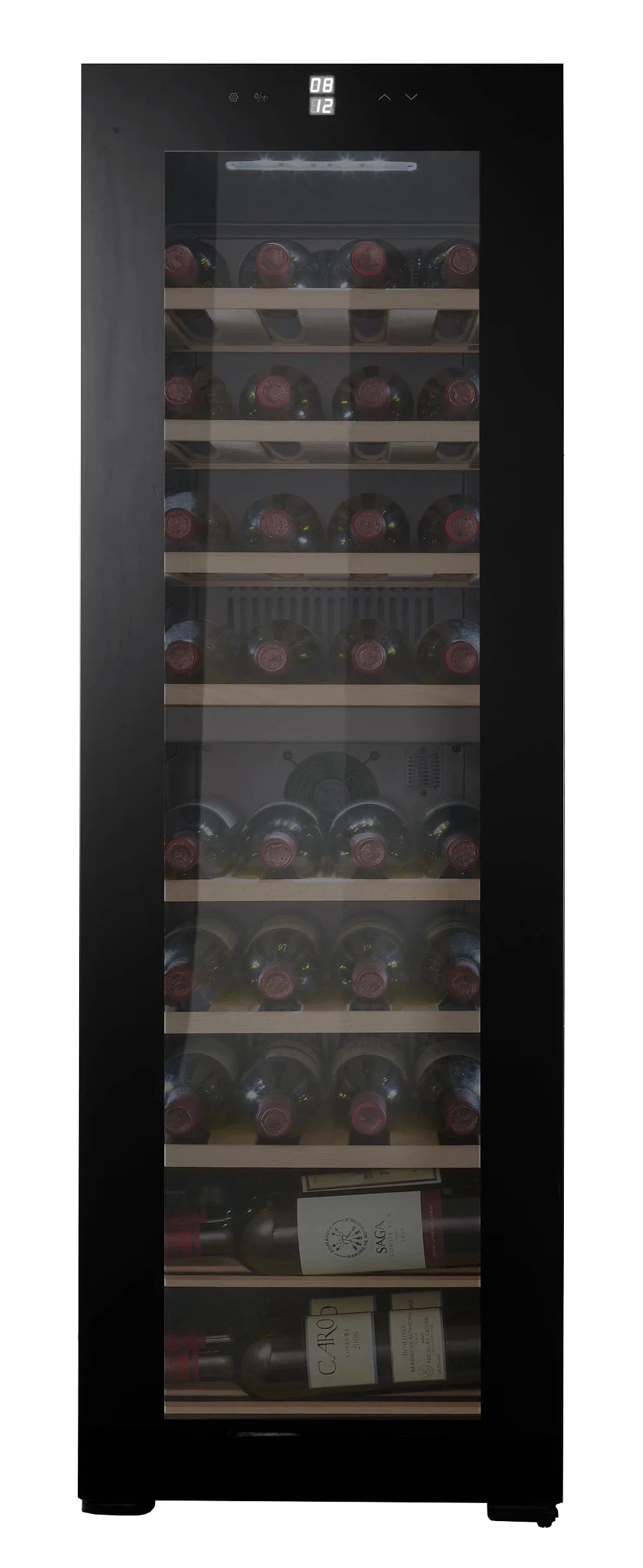 Weinkühlschrank freistehender schwarz, Cavin Northern Collection 39, zwei Temperaturzonen, 39 Flaschen, leiser Weinkühlschrank, ausziehbare Regale, B:40 x H:120,7 x T:52,5cm