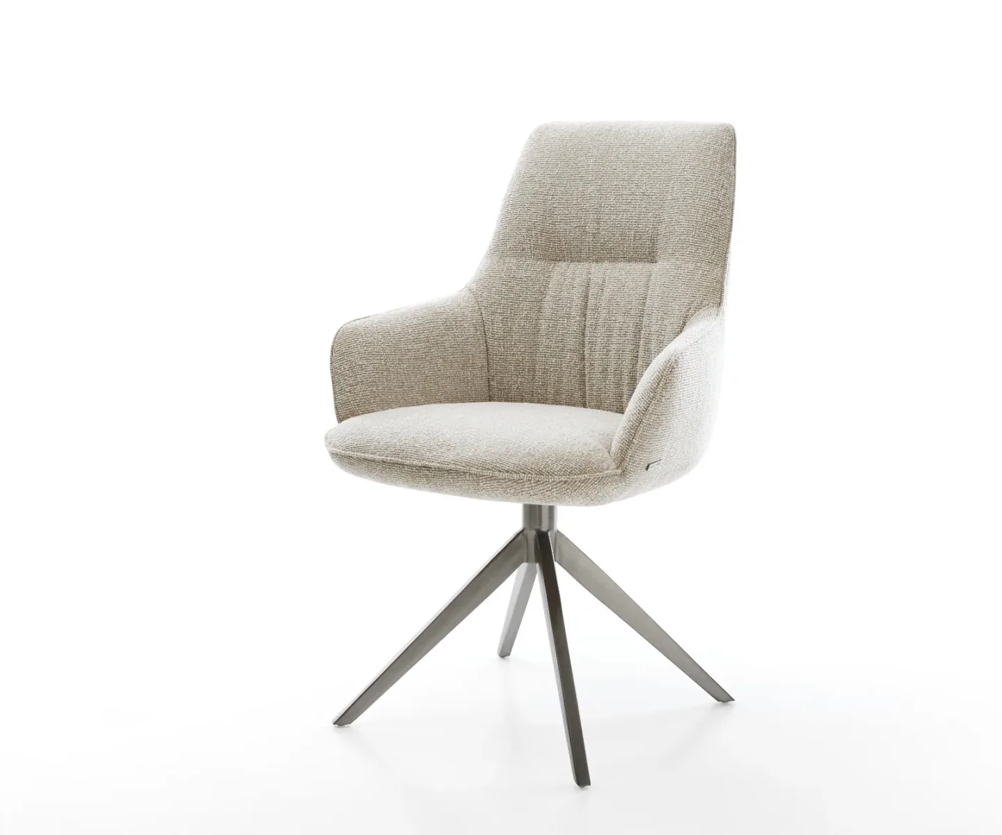 Drehstuhl Zelia-Flex mit Armlehnen Webstoff Soft Beige Kreuzgestell breit Graphit 360° drehbar Wippfunktion Taschenfederkern