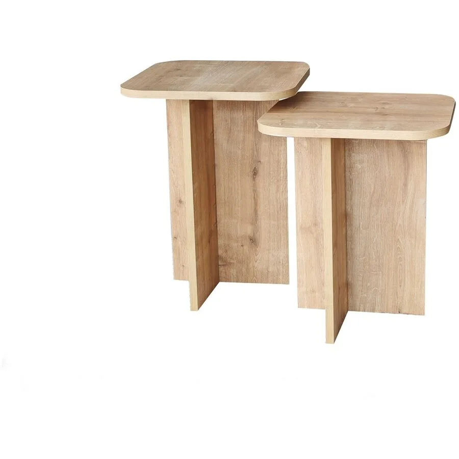 Beistelltisch 2er-Set Yasam eiche Melamin B 40 H 50 cm