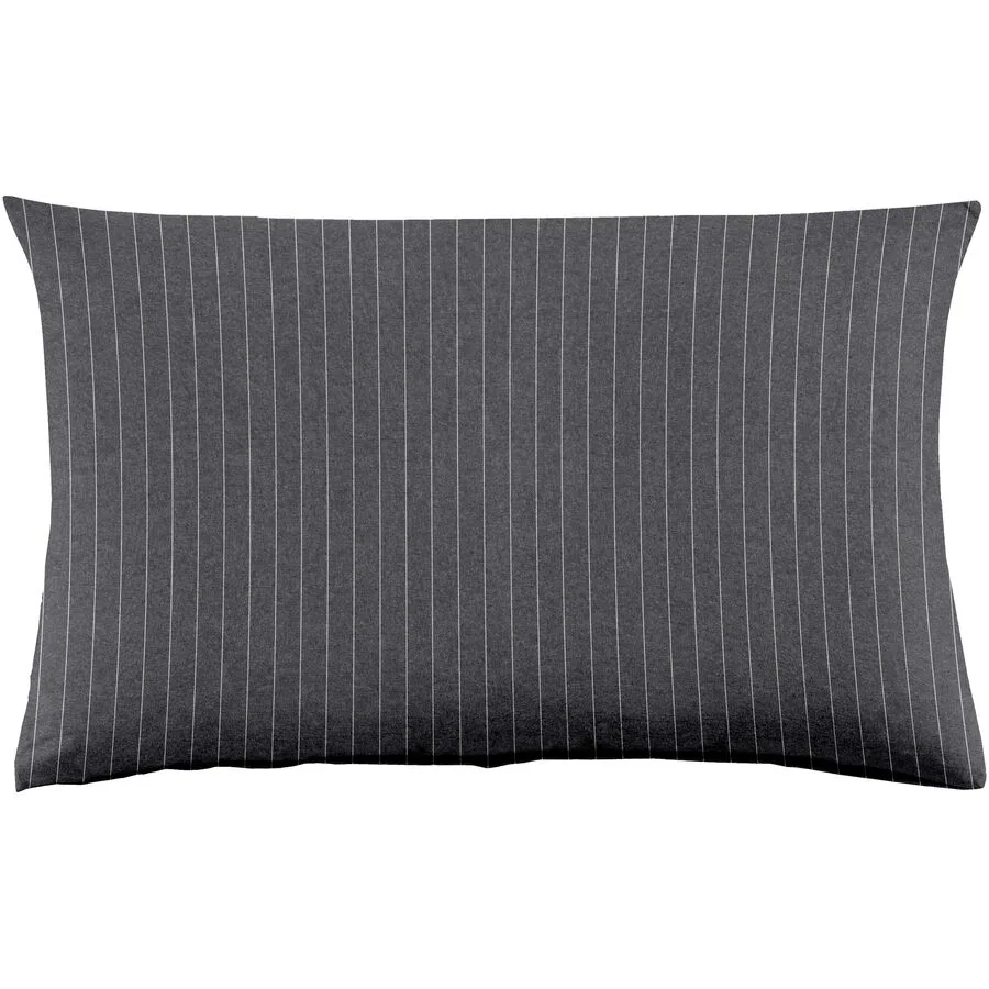Kissenbezug Emma 50x70cm darkgrey Stripe - Farbe: dunkelgrau - Material: 100% Baumwoll-Flanell, Heather Melange Optik