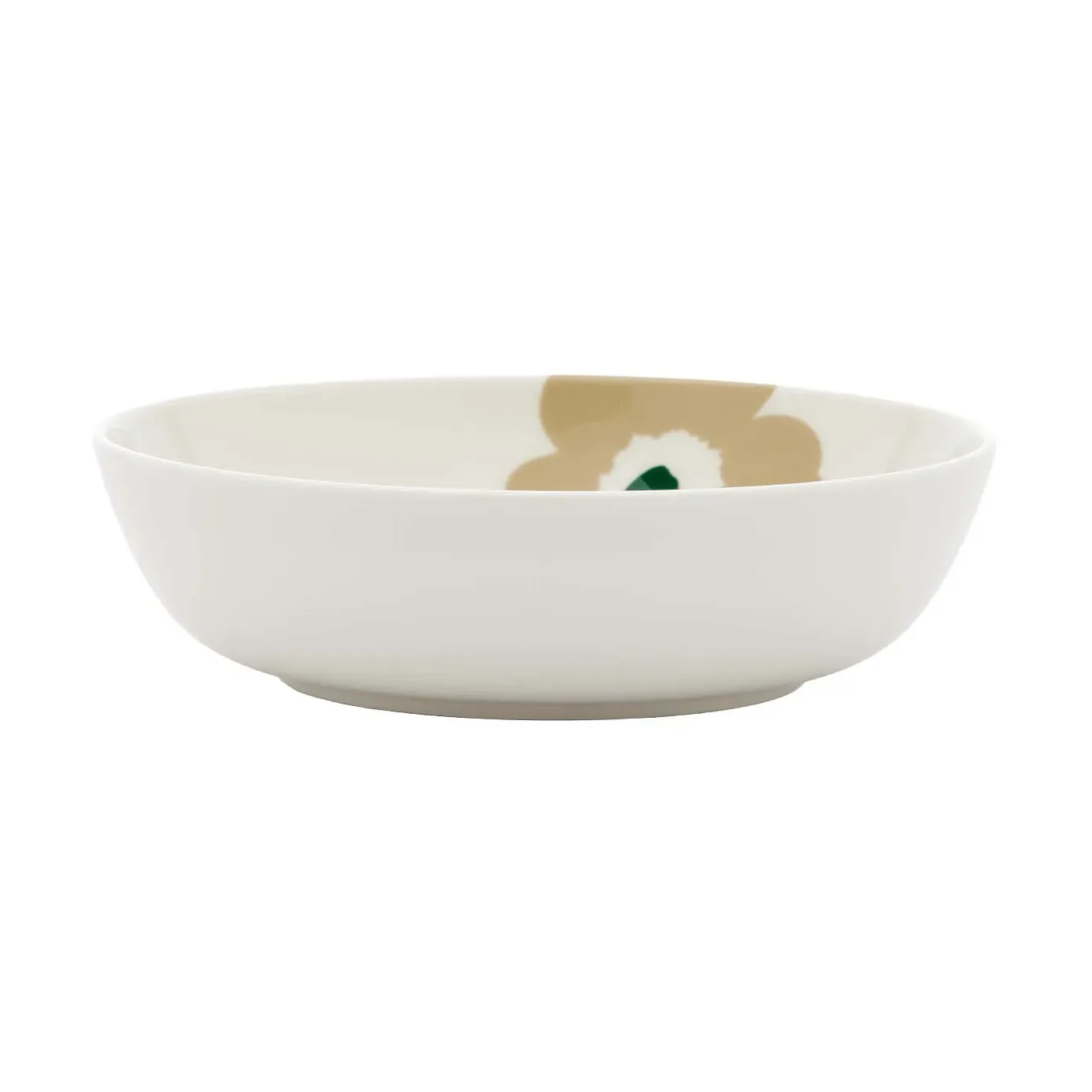 Marimekko Unikko tiefer Teller Beige-Weiß-Hellbeige-Dunkelgrün