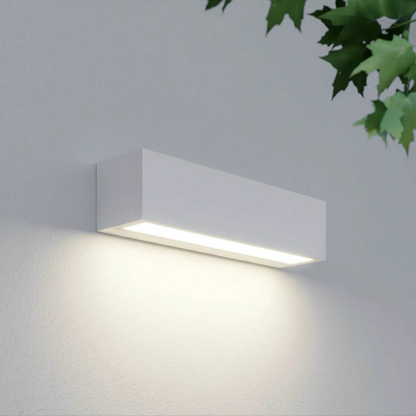 Lengo LED-utomhusvägglampa, 25 cm, vit, nedåtriktad, 3000 K – Lucande - Modern - Aluminium - Vinklad