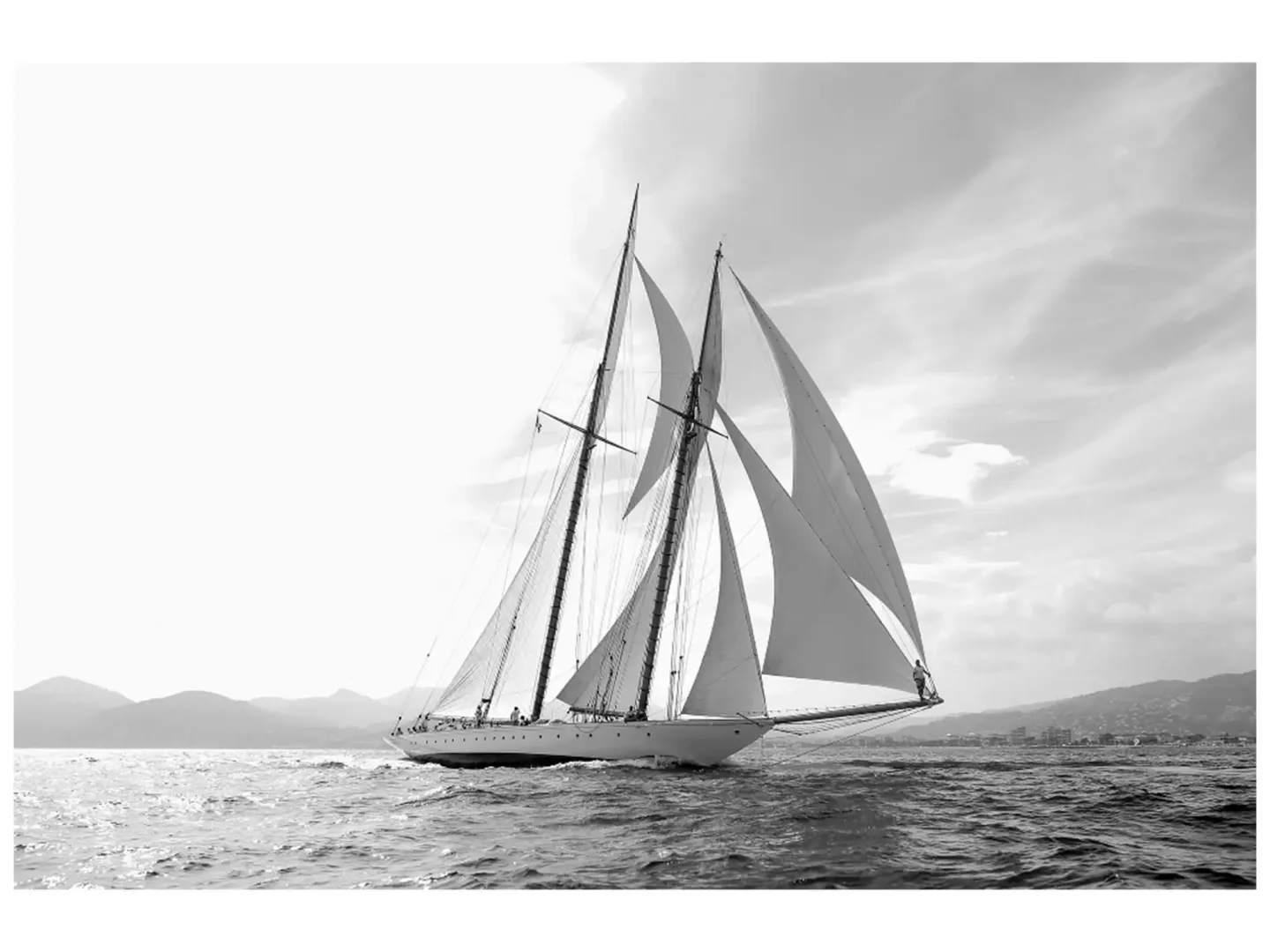 image LAND Digitaldruck auf Glas Segelschiff in Schwarz Weiss | Schubiger Möbel