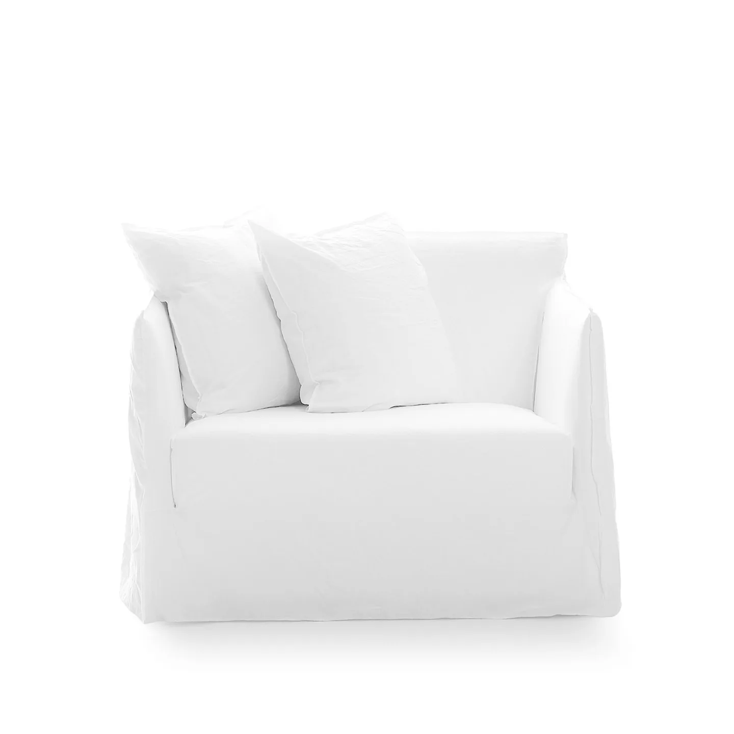Gervasoni - Ghost 09 - Natural Lino Bianco - Seam 1000 - Fåtöljer - Paola Navone - Vit - Trä/Skum