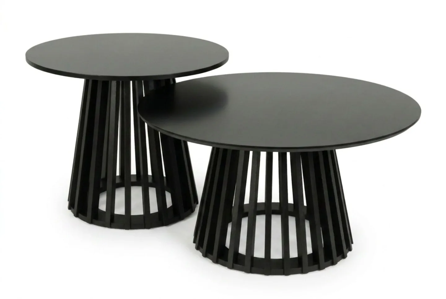 Peyra Soffbord Satsbord Runt 86/60 cm Fanér - Svart