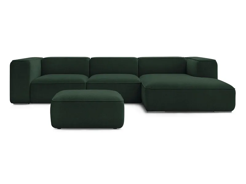 Ecksofa mit Hocker BOBOCHIC ZEPHYR Stoff mit Textur grün