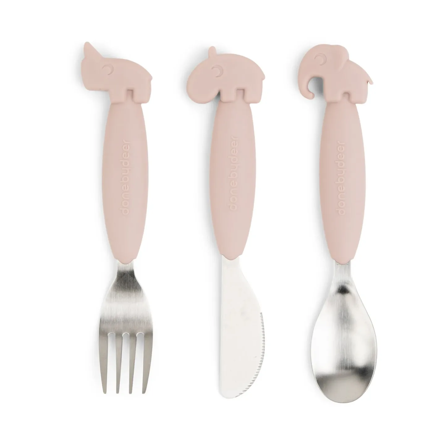 Done by deer Deer Friends Easy-grip Besteckset 3 Teile Powder