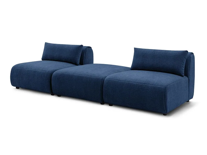 3er Sofa BOBOCHIC JEANNE Stoff mit Textur dunkelblau