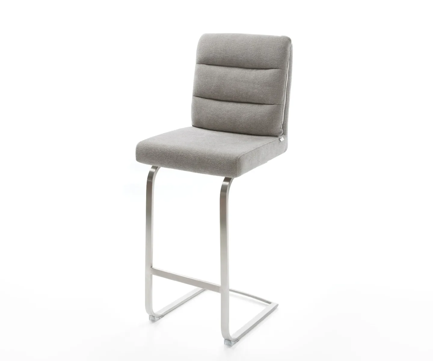 Barstuhl Pela-Flex Strukturstoff Soft Grau Freischwinger Flach Edelstahl Silberfarben