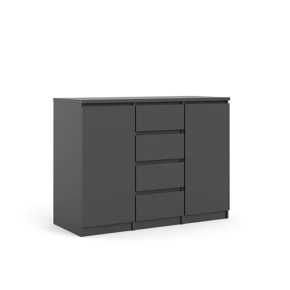 Nada Sideboard 2 Türen und 4 Schubladen, mattschwarz.