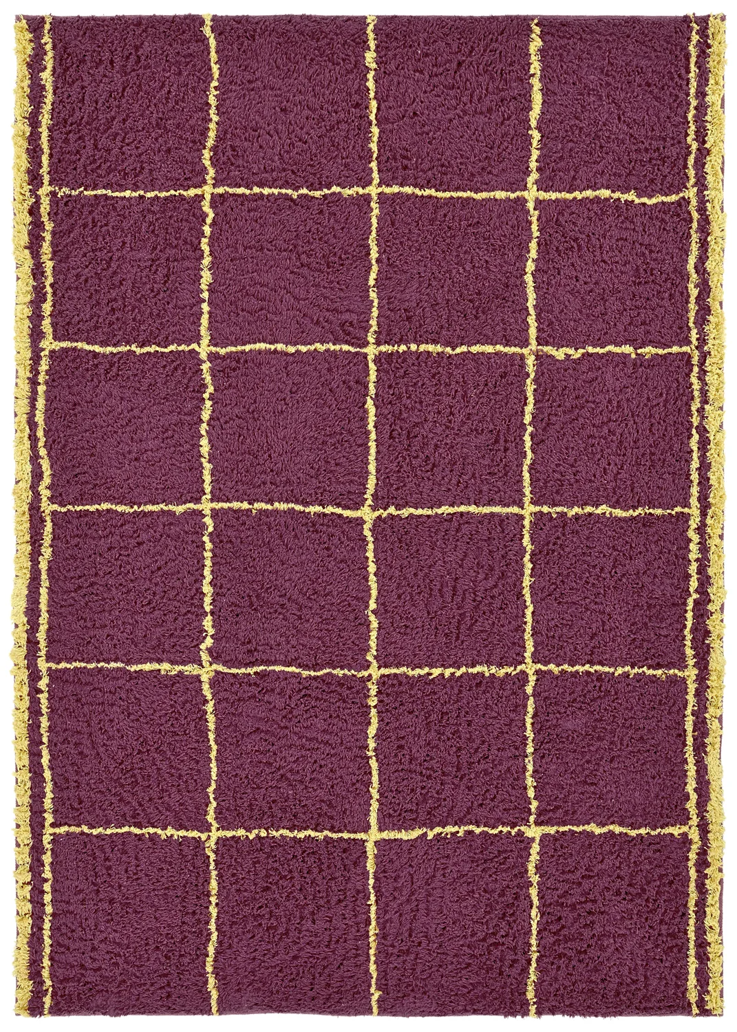 Ryetepper - Lana Natural Cotton Shaggy (burgunder/gul) (Størrelse: 80 x 150 cm)