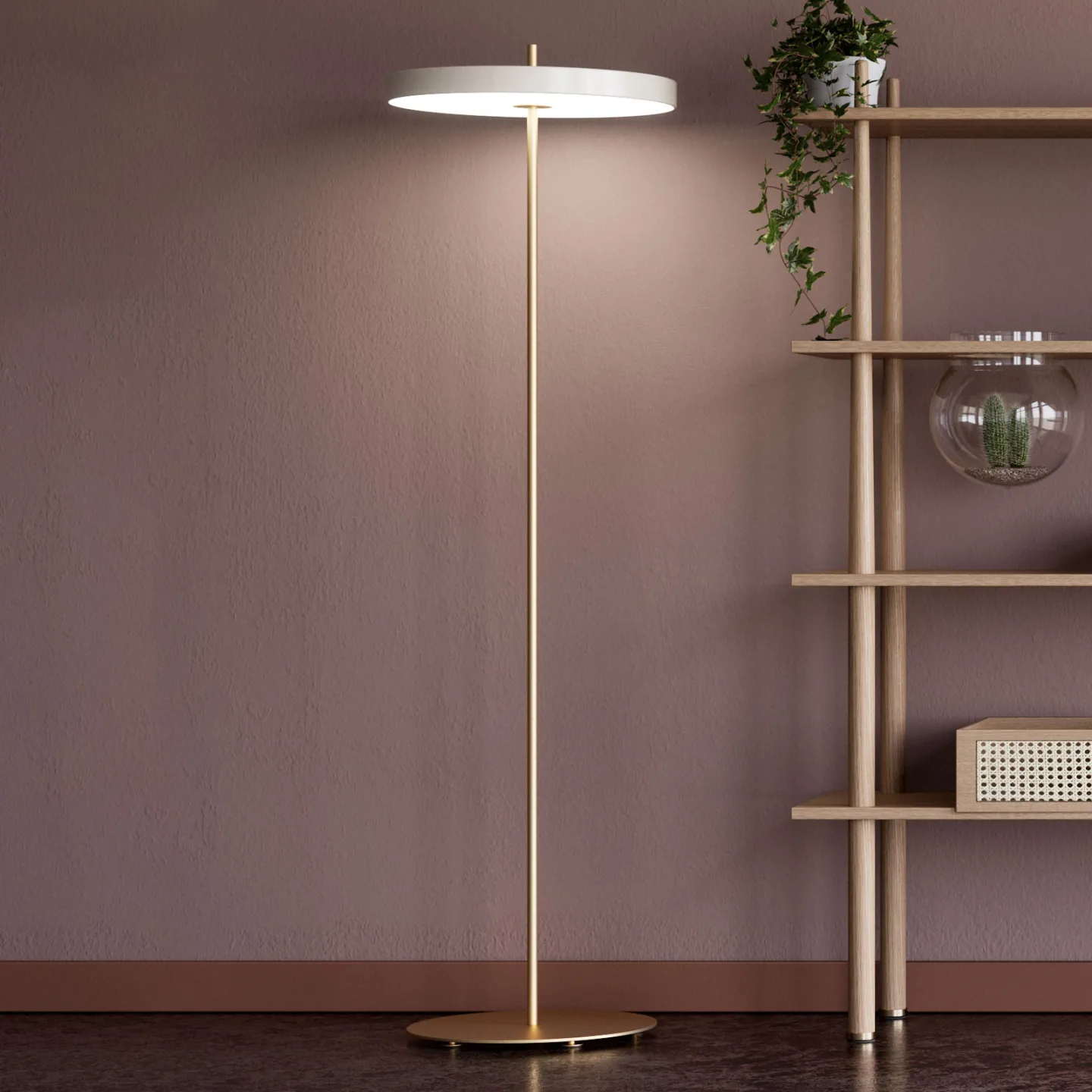 Asteria Gulvlampe Pearl White - UMAGE Asteria Floor - Stue - Design - Metal - Med skærm
