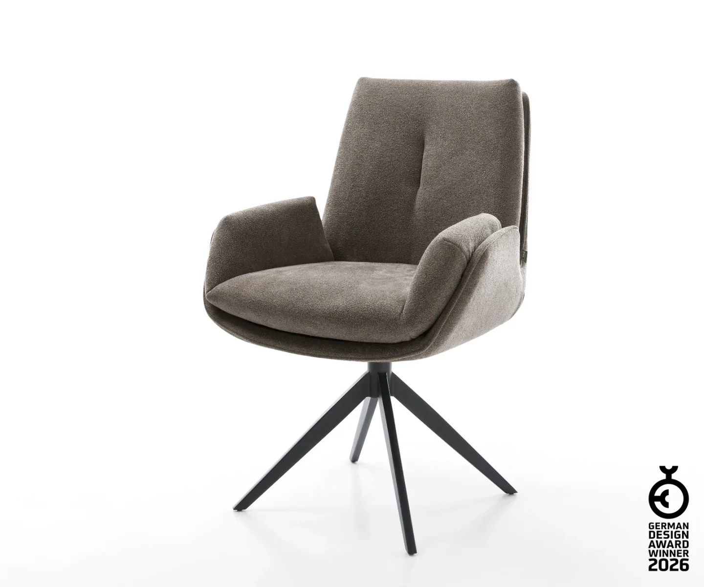 Drehstuhl Clea-Flex Strukturstoff Soft Taupe Kreuzgestell breit Schwarz 360° drehbar Wippfunktion