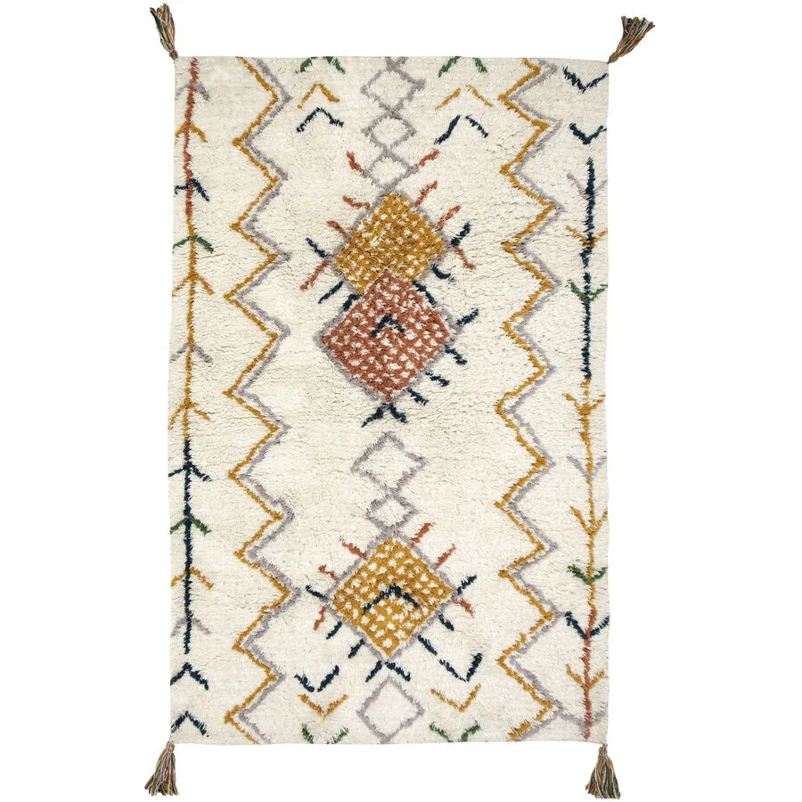 Kinderteppich Florance ecru Baumwolle Paisleymuster 100 x 160 cm