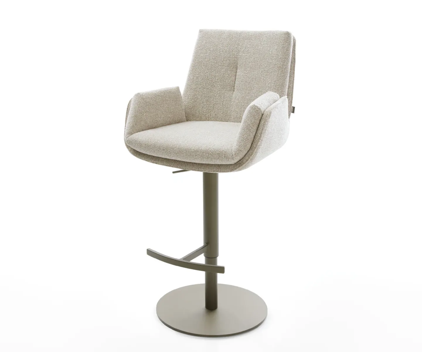 Barstuhl Clea-Flex Webstoff Soft Beige Drehfuß höhenverstellbar Metall Titanfarben