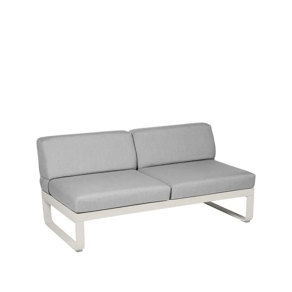 Fermob Bellevie Central modulsoffa 2-sits Clay grey (grå), flannel grey dyna
