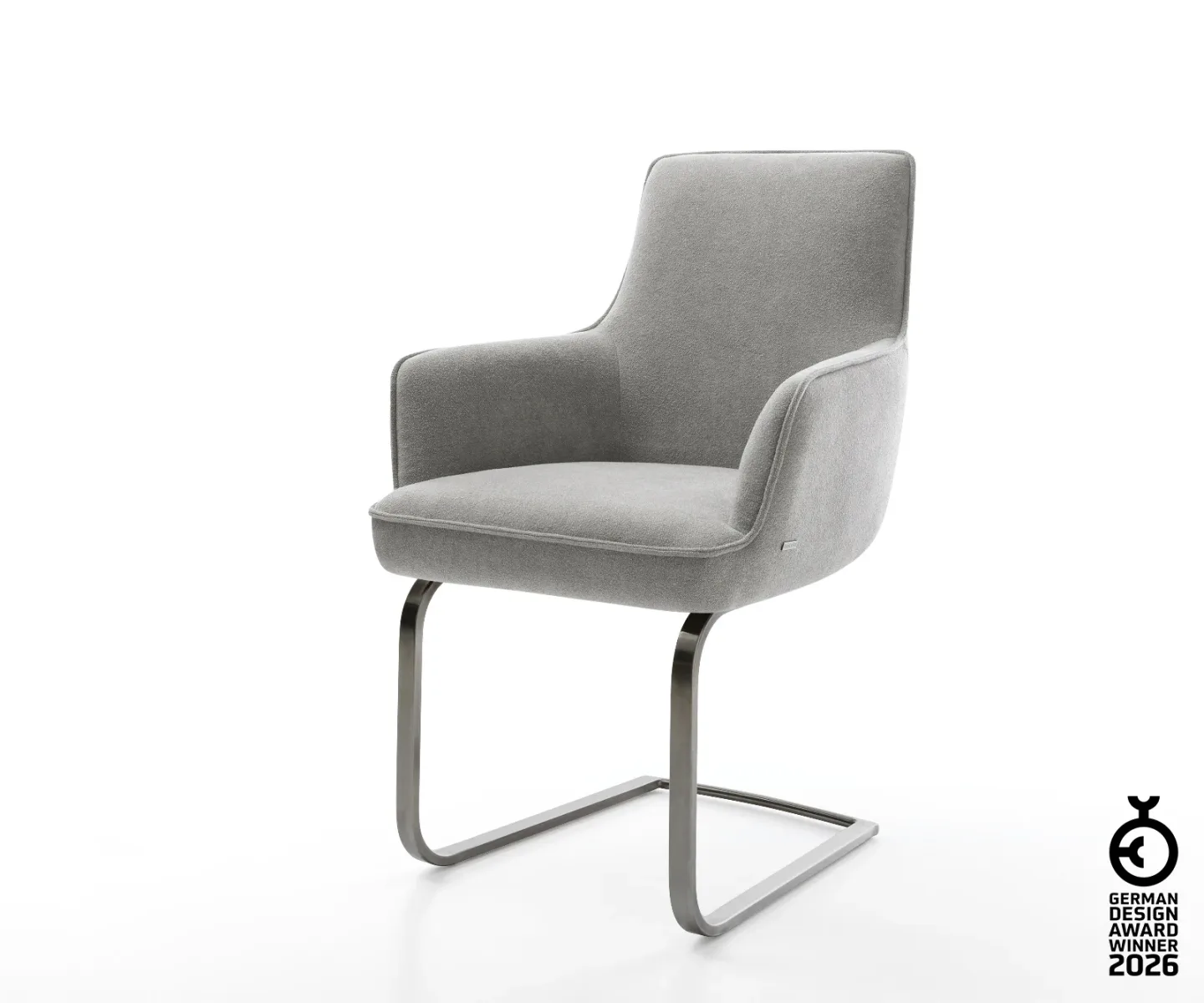 Freischwinger Heira-Flex mit Armlehnen Strukturstoff Soft Grau Freischwinger flach Graphit Taschenfederkern