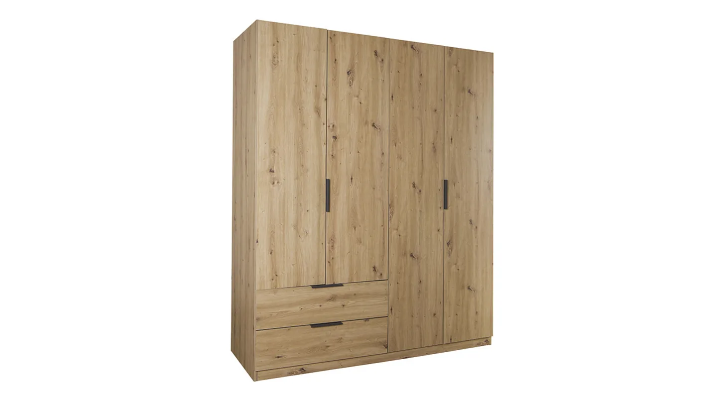 Kleiderschrank mit Schubladen 4-türig Eiche 162 cm - ESPRESSO