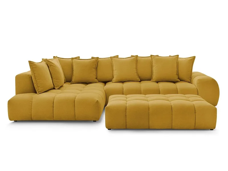 Ecksofa mit Hocker BOBOCHIC EVEREST Stoff mit Textur gelb