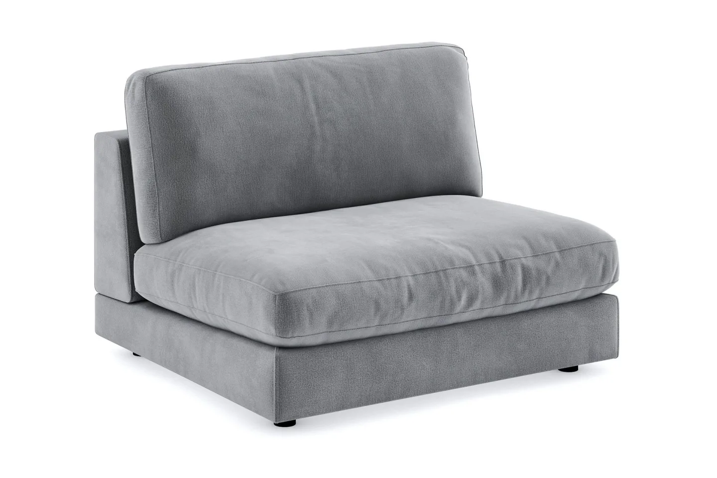 Arken 2-sits Mittmodul i Sammet 120 cm bred - Ljusgrå