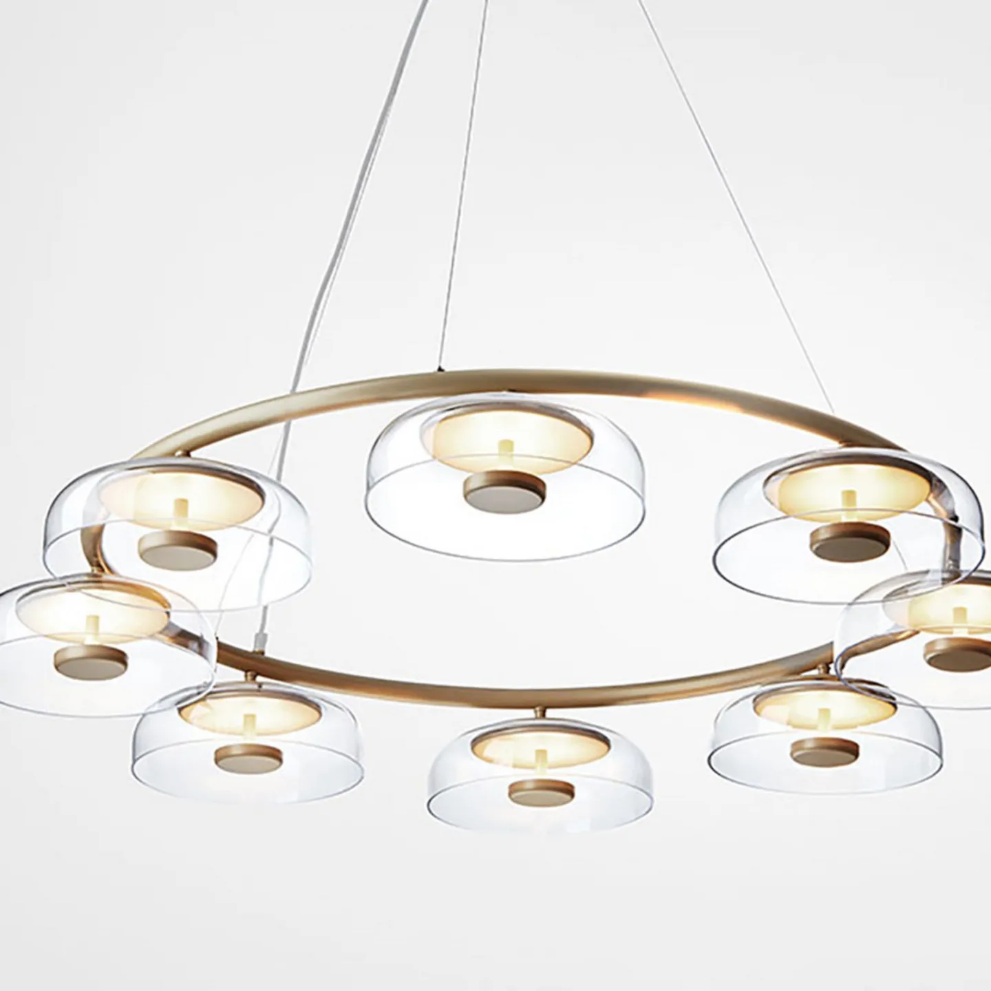 Blossi 8 Kronleuchter, gold/klar, Ø 103 cm, 8-flg - Nuura Nuura Aps - Wohnzimmer - Design - Metall - Mehrflammig