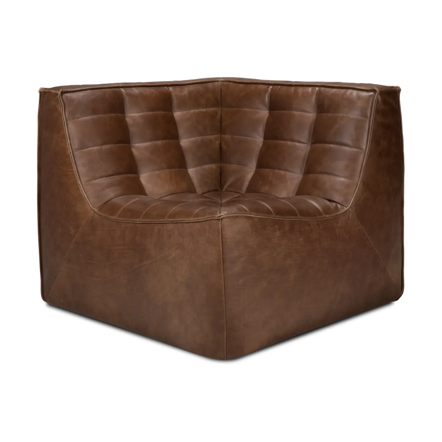 Ethnicraft N701 hörnmodul rundad 45° Läder Chestnut