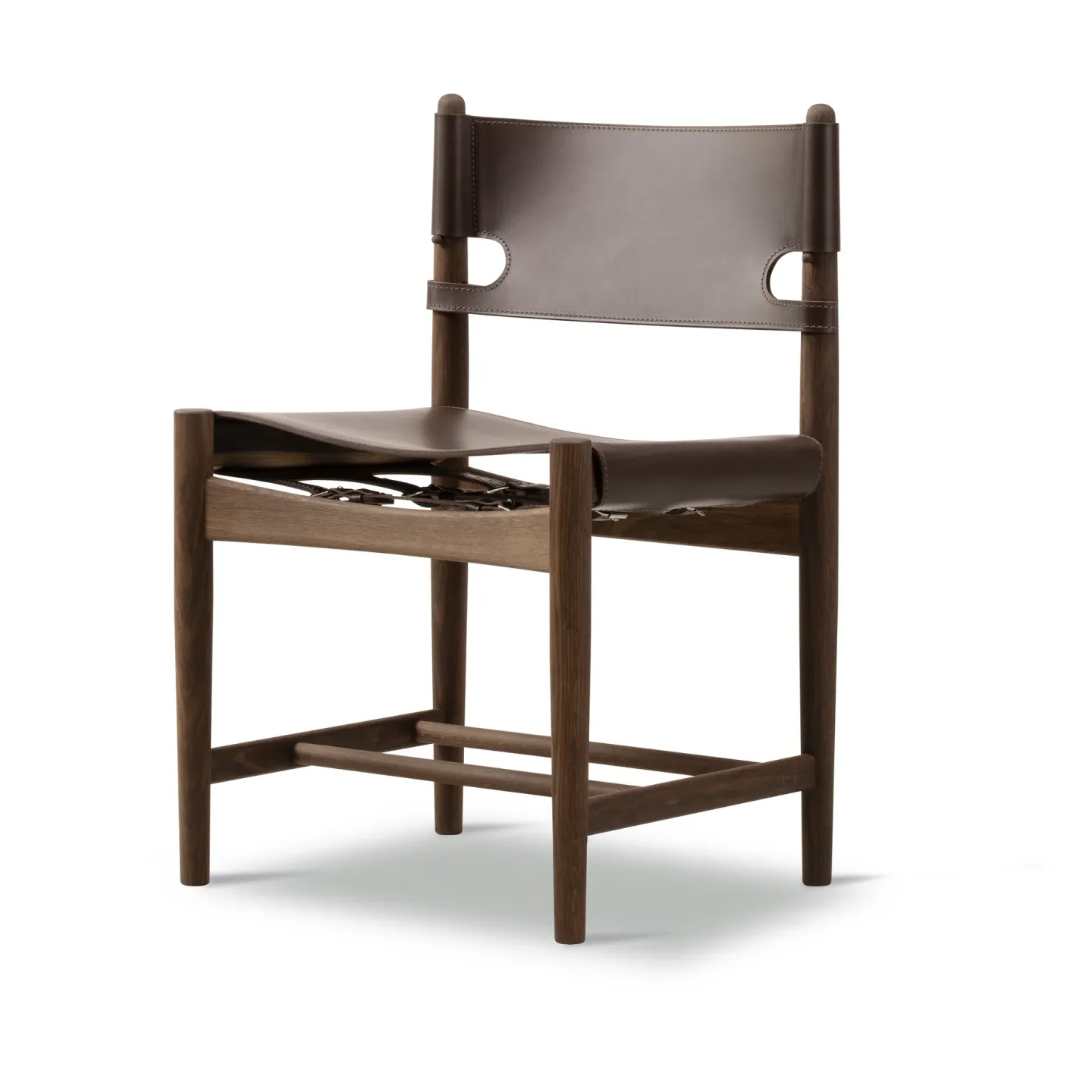 Fredericia Furniture The Spanish Dining Chair Leder dunkelbraun-geräucherte Eiche