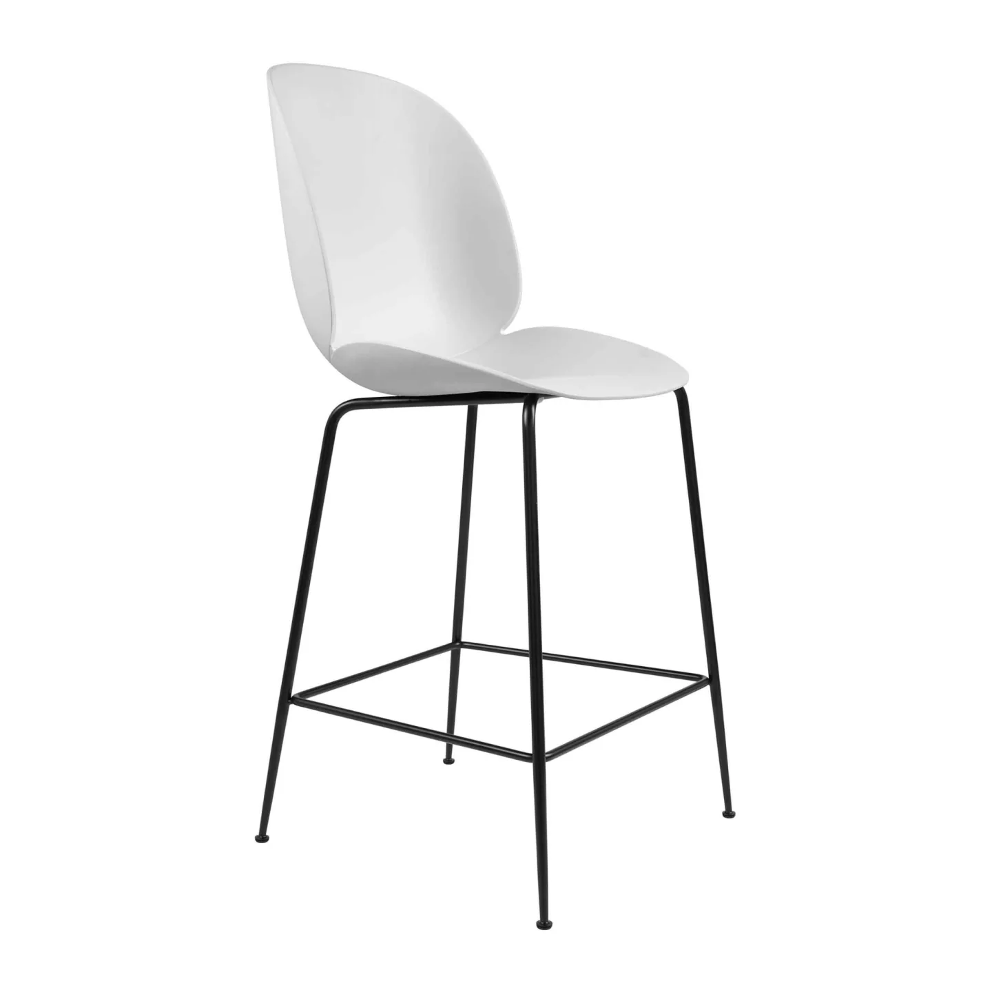 Gubi - Beetle Counter Chair Un-upholstered, Conic Base Black, White Shell - Barstolar - GamFratesi - Vit - Metall/Plast
