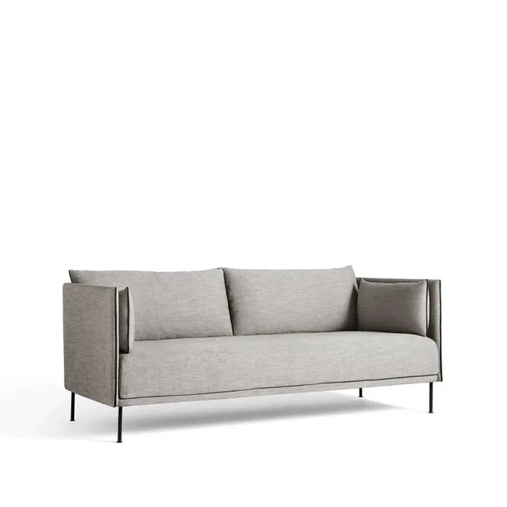 HAY Silhouette 2-Sitzer Sofa Ruskin 33-schwarz Metallbeine