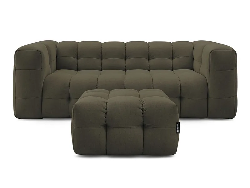 3er Sofa mit Hocker BOBOCHIC CLOUD Stoff grün
