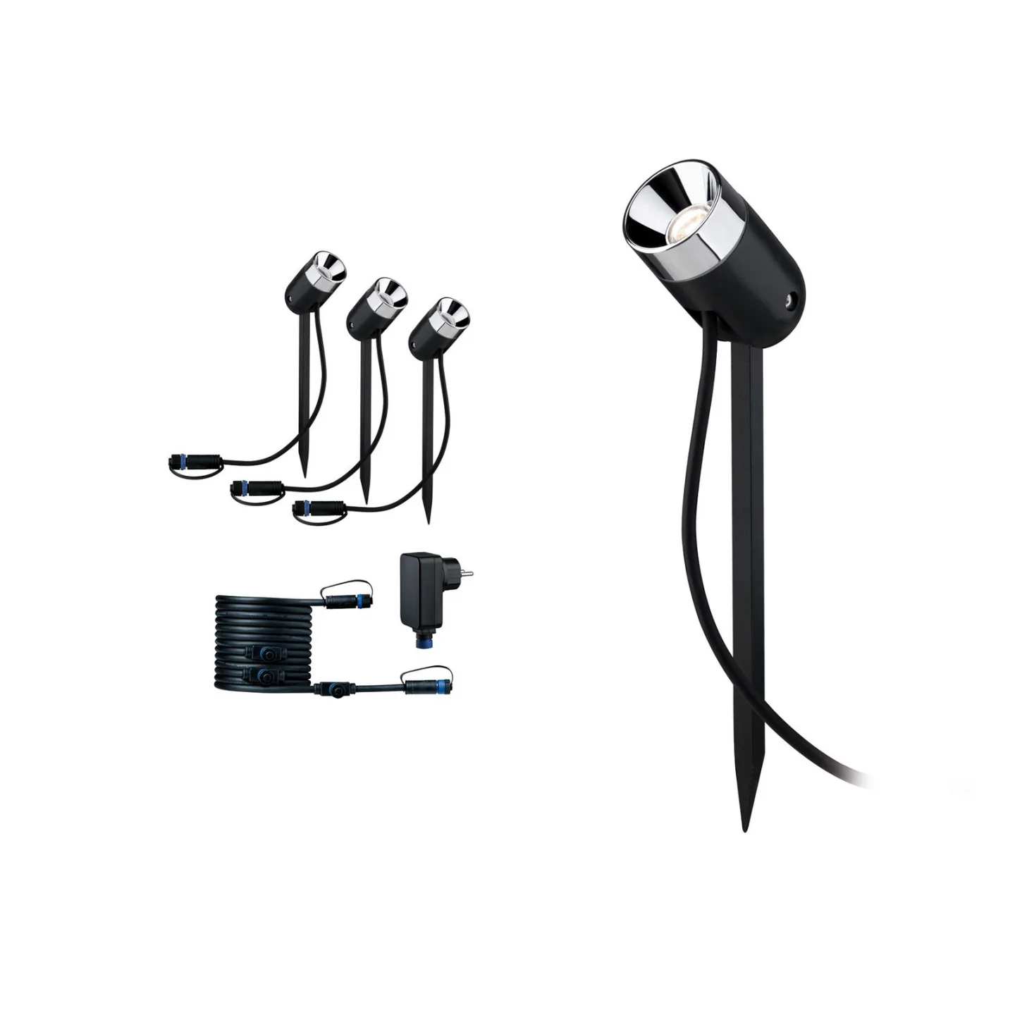 Plug & Shine LED Strahler Pike 3er IP65 anthrazit - Paulmann - Modern - Kunststoff - Einflammig
