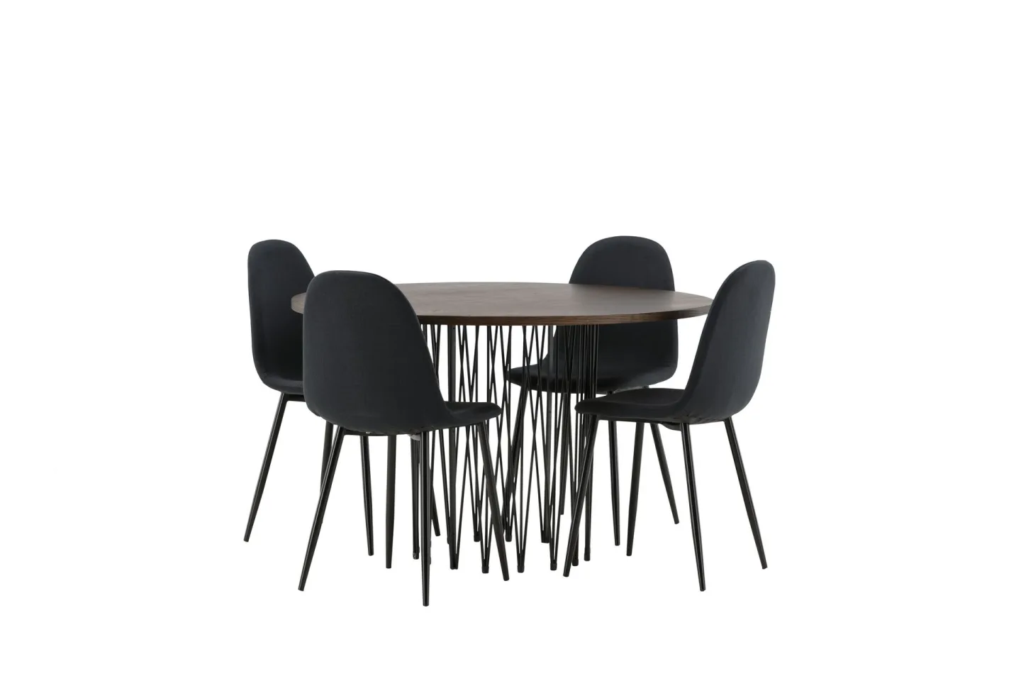 Matgrupp Alismo 120 cm Rund med 4 Nicci stolar - Svart