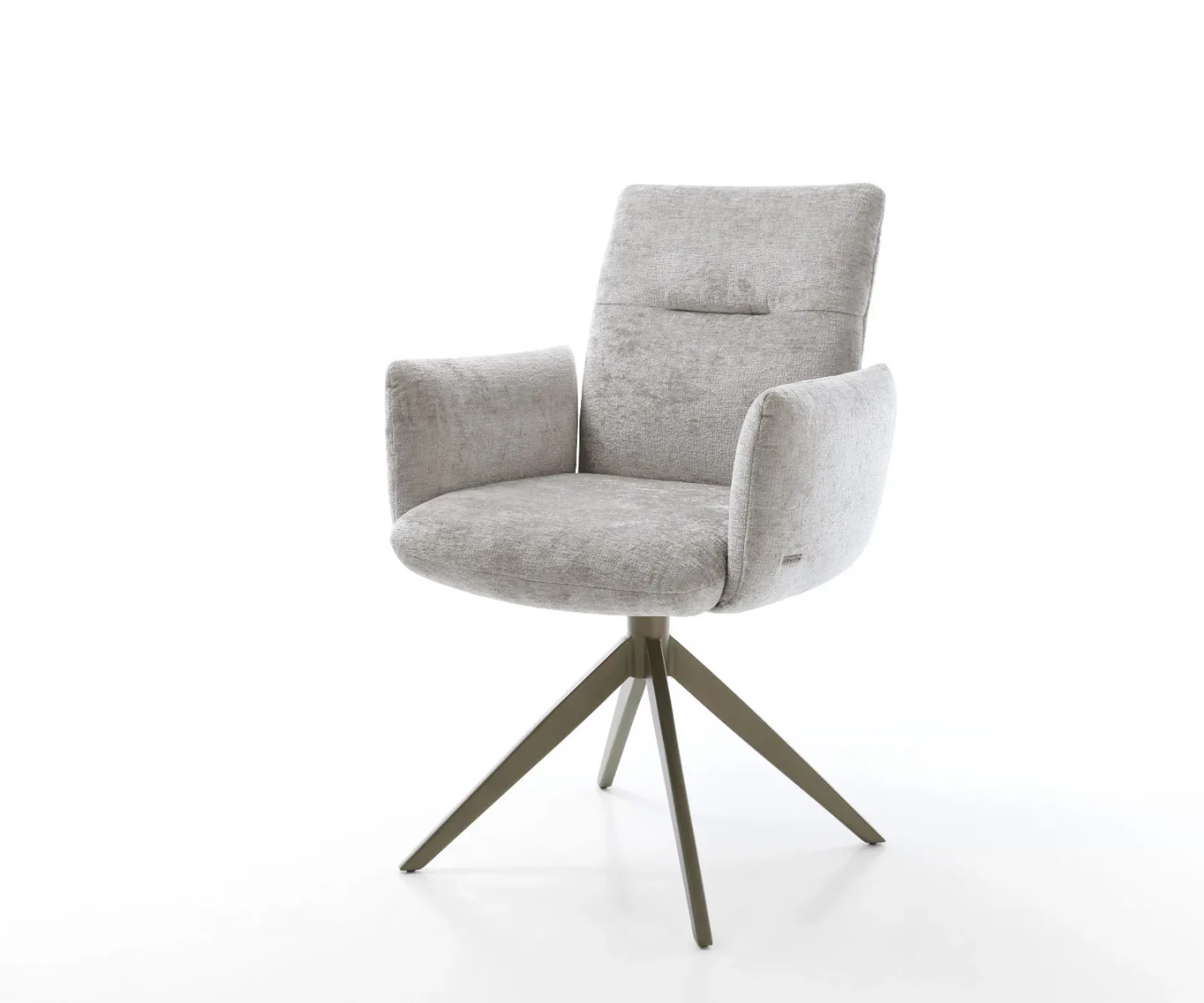 Drehstuhl Jova-Flex mit Armlehnen Chenille Silbergrau Kreuzgestell breit Effektfinish Titan 360° drehbar Taschenfederkern
