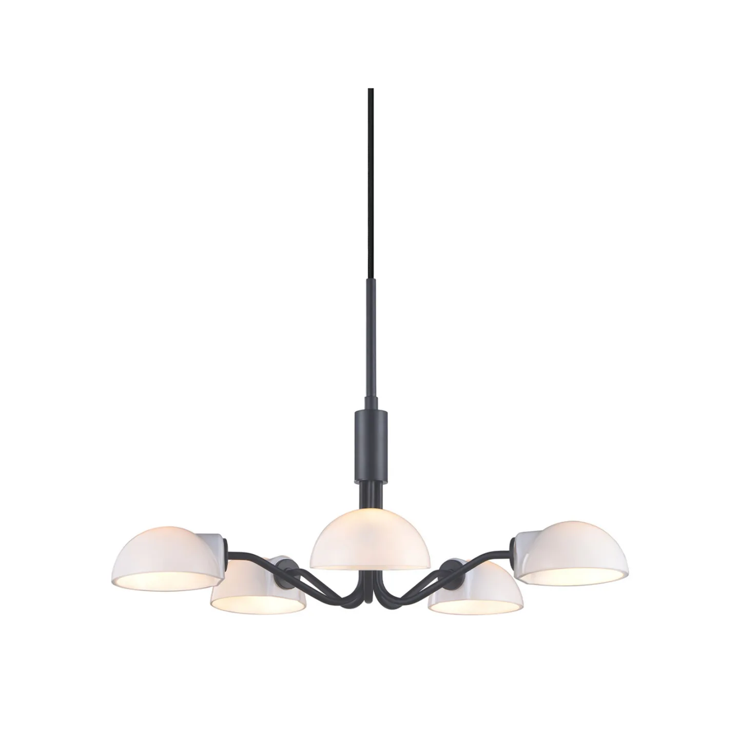 Kjøbenhavn Kronleuchter, schwarz/opal, Ø 50 cm - Halo Design - Wohnzimmer - Metall - Mehrflammig
