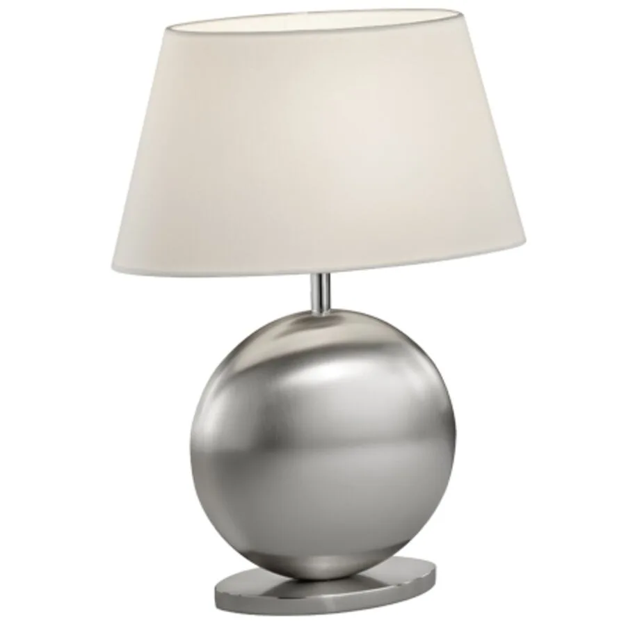 Designer-Tischlampe Bankamp Mesa E14 Nickel matt H 41 cm - Farbe: weiss - Material: Metall/ Stoff