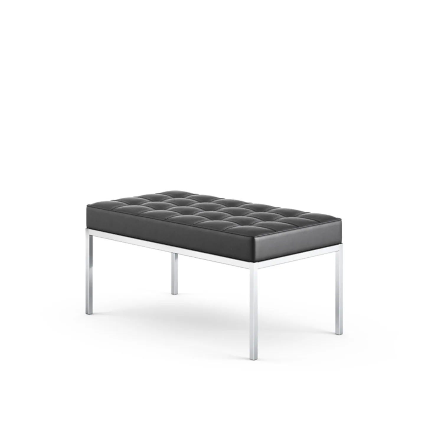 Knoll - Florence Knoll Bench, 2-sits, Läder: Kat. W - Velluto Pelle - VPBLK - TV-bänkar - Florence Knoll - Svart - Metall