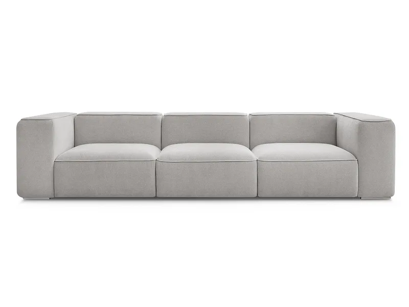 3er Sofa BOBOCHIC ZEPHYR Stoff mit Textur hellgrau