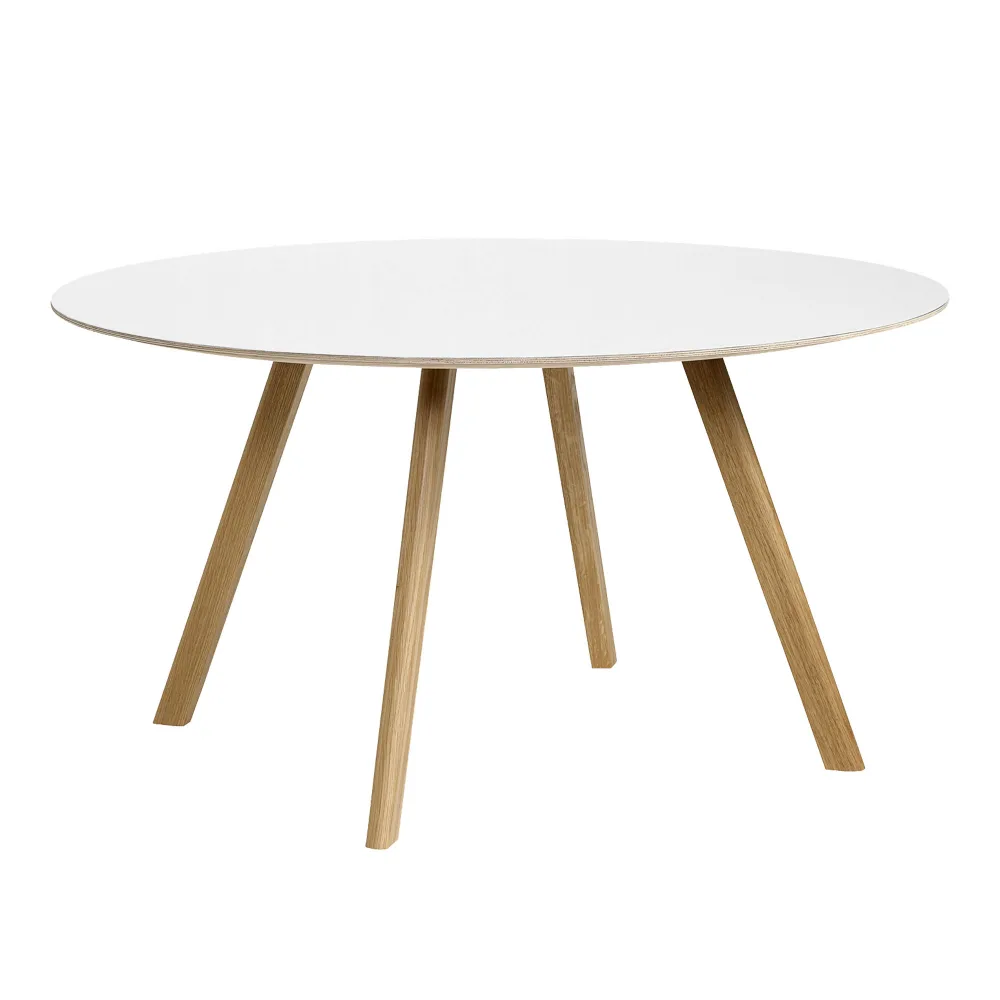 HAY - CPH25 2.0 Table Lacquered Oak Frame Ø140 X H74 White Laminate Tabletop Lacquered Edge - Matbord - Ronan & Erwan Bouroullec - Vit - Trä