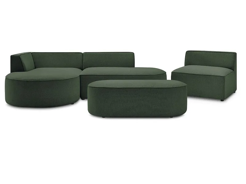 Ecksofa mit Hocker BOBOCHIC ROUSSEAU Stoff chiniert grün