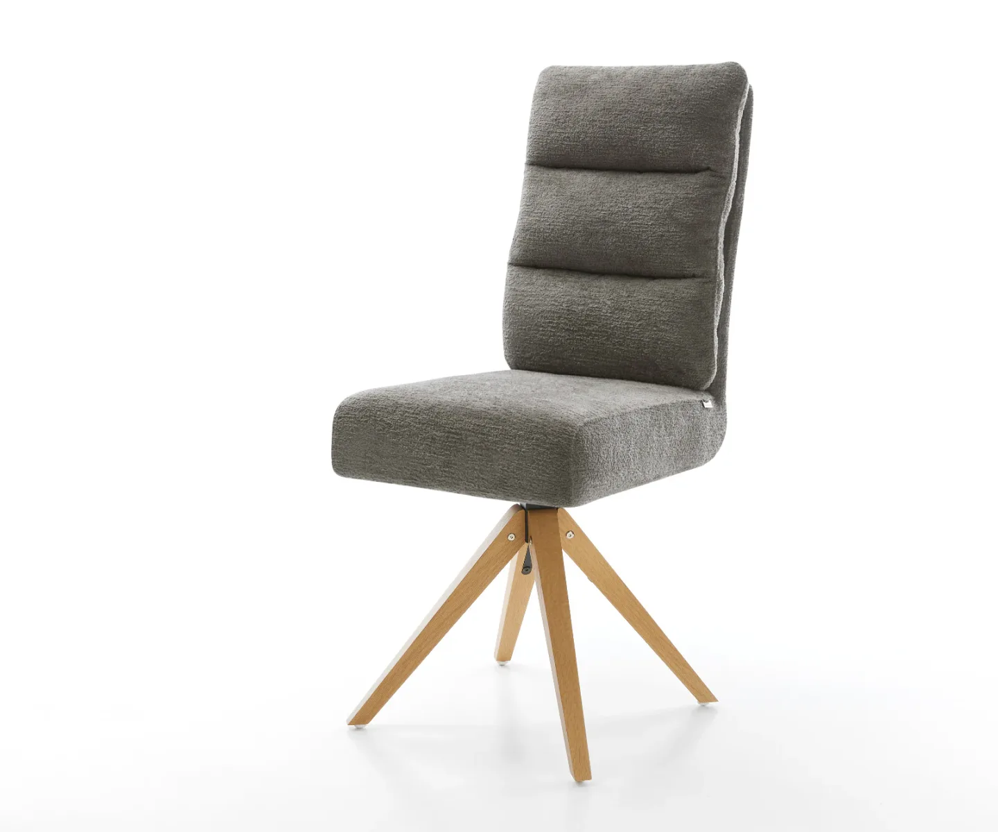 Drehstuhl Pela-Flex Bouclé Soft Schlamm Holzgestell kantig Natur 360° drehbar Taschenfederkern