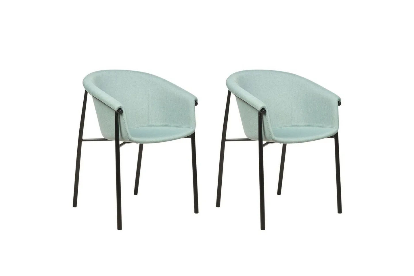 Set med 2 matstolar Ames - Grön, Svart